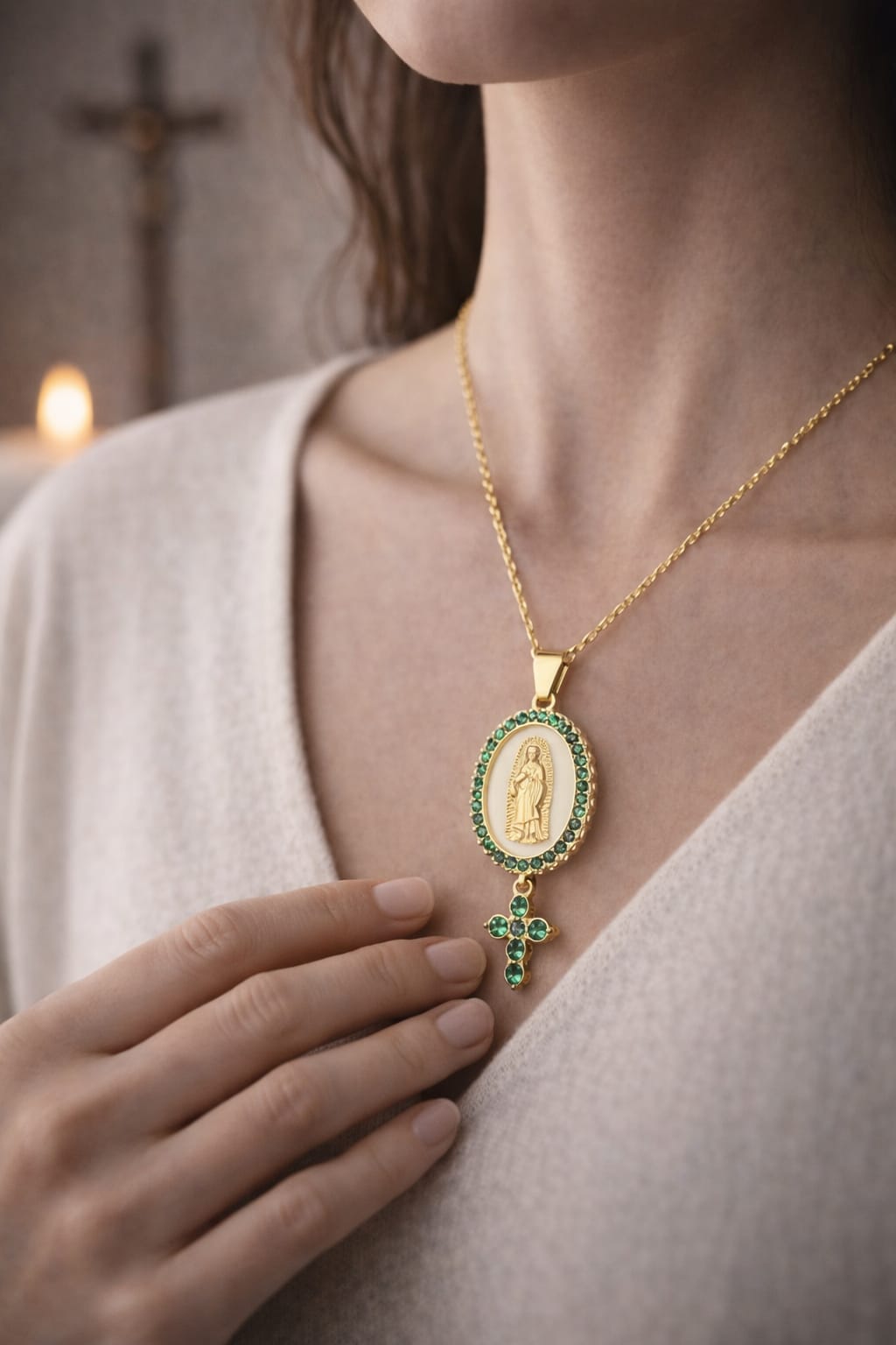 médaille vierge marie avec croix