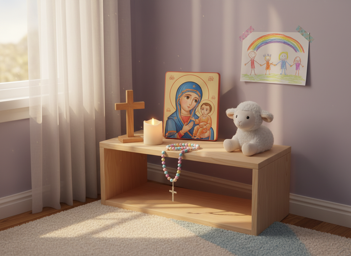🕯️ Comment créer un coin prière pour ton enfant à la maison (sans prise de tête !)