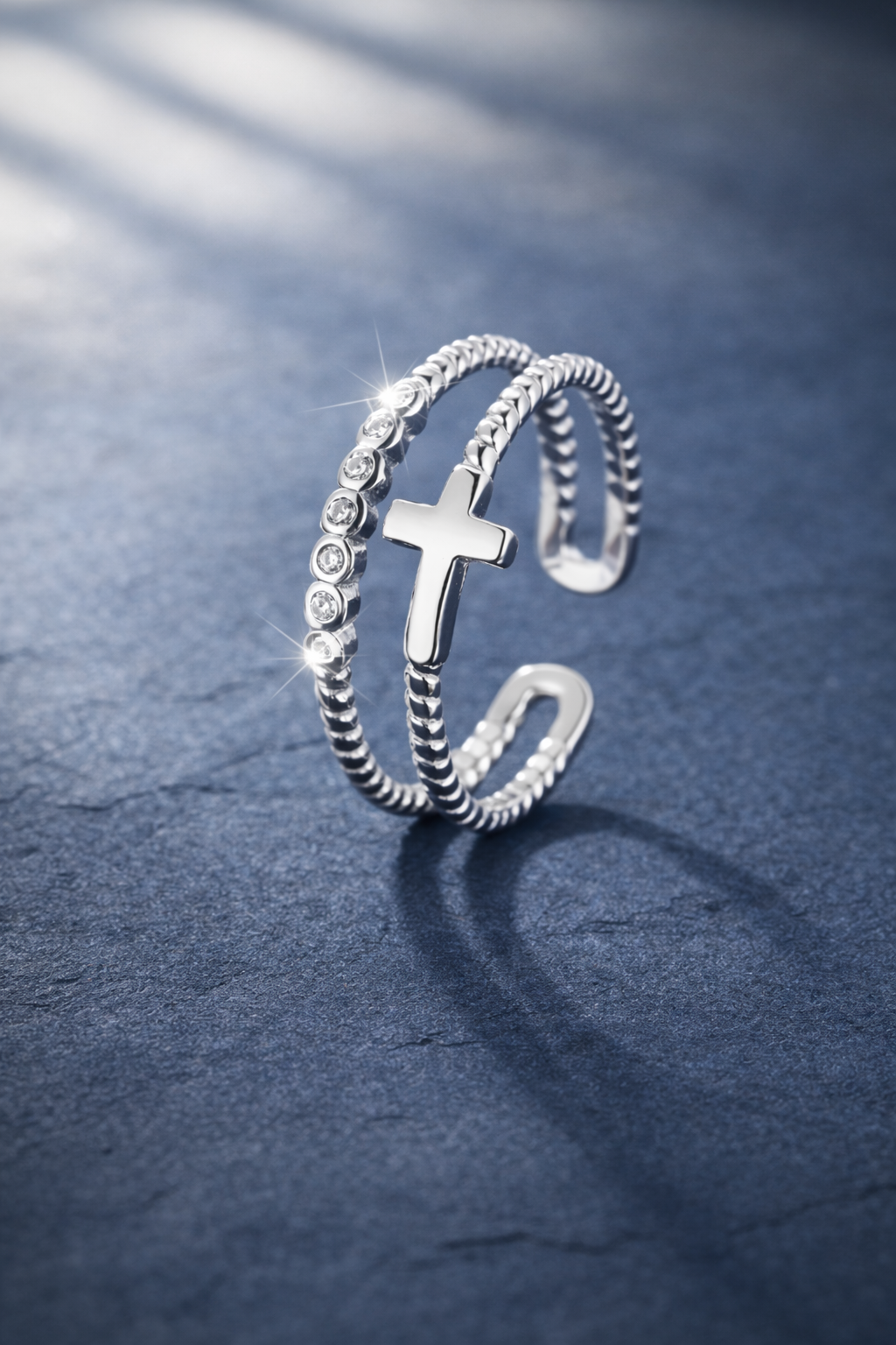 Bague Croix Argent 925 Ajustable – Élégance & Foi Intemporelle