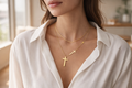 Collier Croix Doré Double Rang – Élégance Divine en Acier Inoxydable