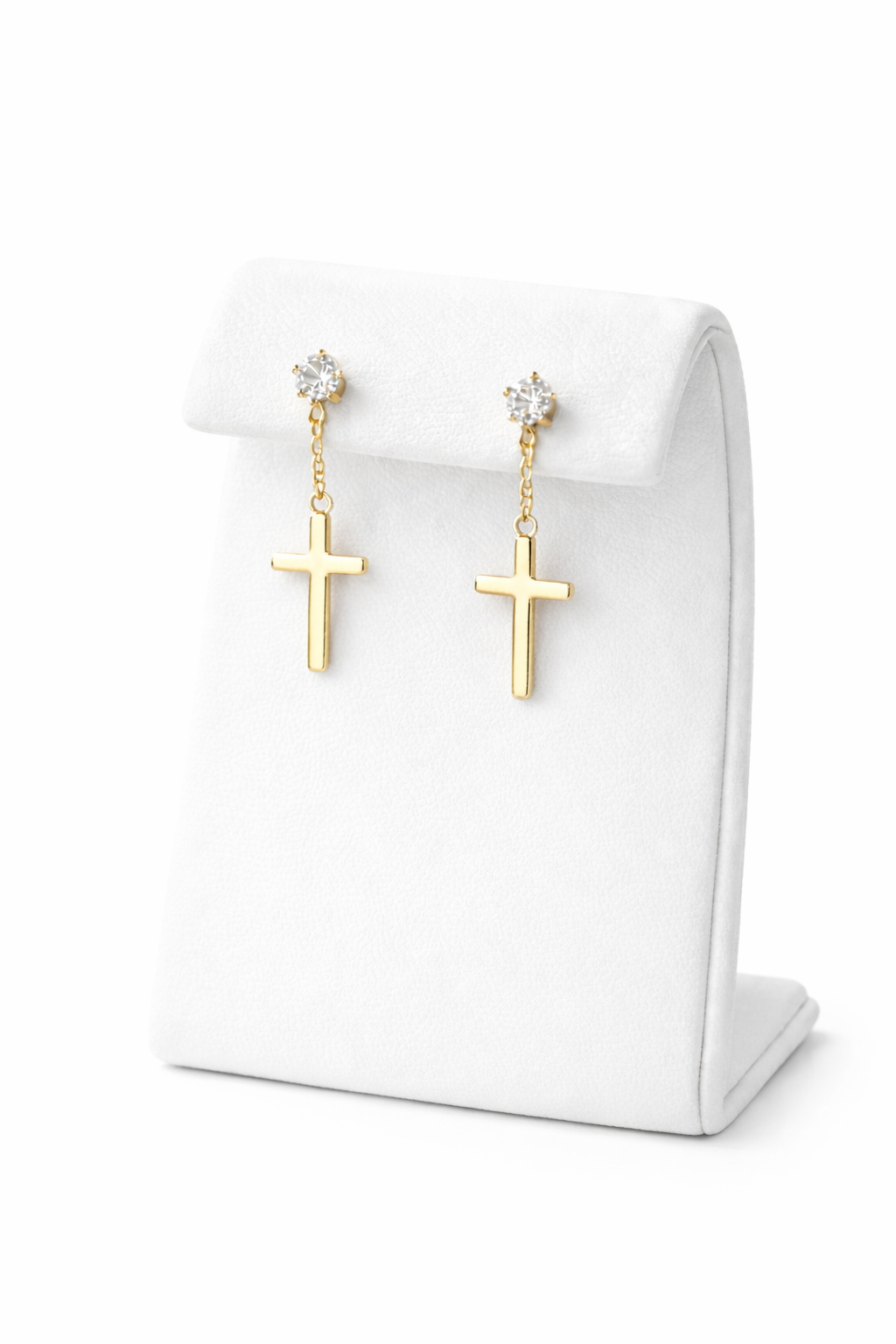 Boucles d’Oreilles Croix Dorée – Symbole de Foi & Lumière