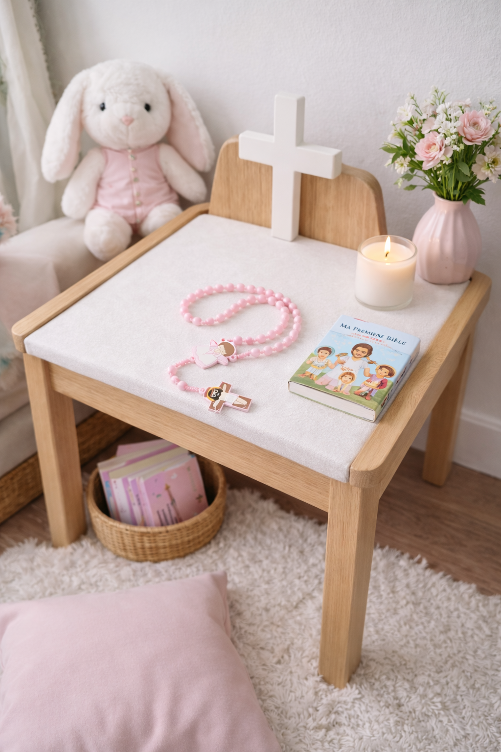 chapelet de prière pour enfant rose