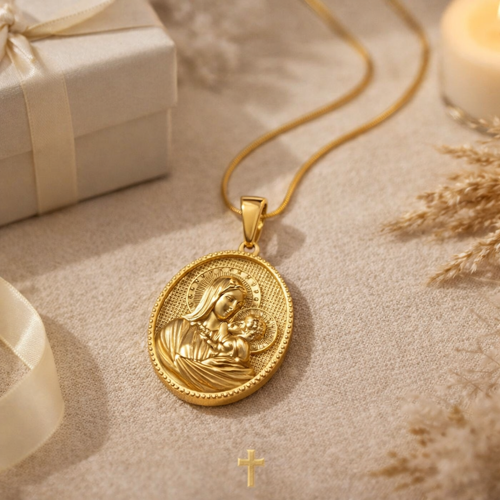 Collier Médaille Sacrée – Vierge et l’Enfant