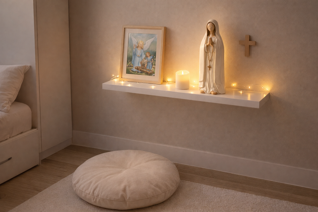 Statue Notre-Dame de Fatima 24 cm – Résine Blanc & Or