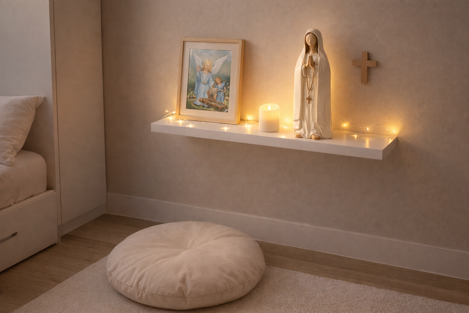 Statue Notre-Dame de Fatima 24 cm – Résine Blanc & Or