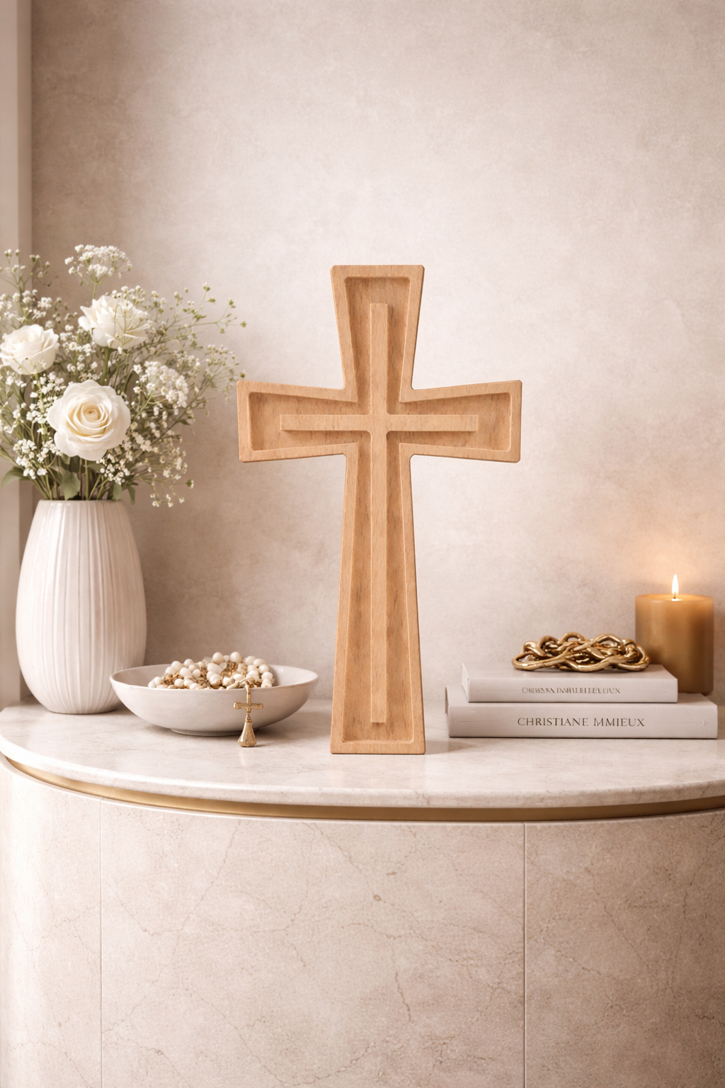 Croix en bois d'hêtre  Éternelle