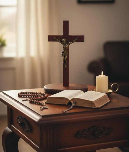 Crucifix en bois pour coin de prière maison