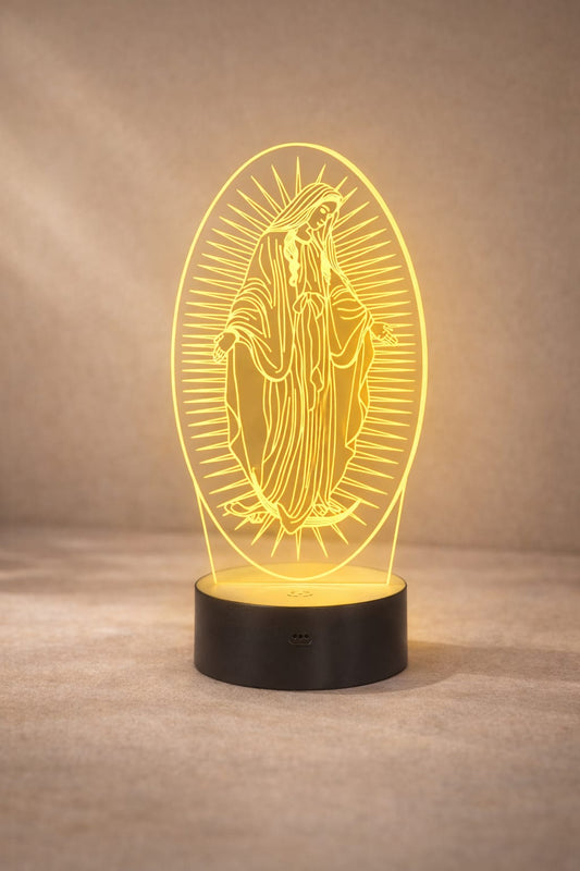 Veilleuse 3D Vierge Marie allumée lumière douce pour enfant