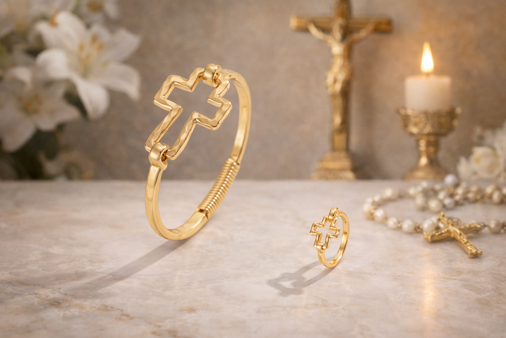 Ensemble de bracelet et bague - Croix de Grâce