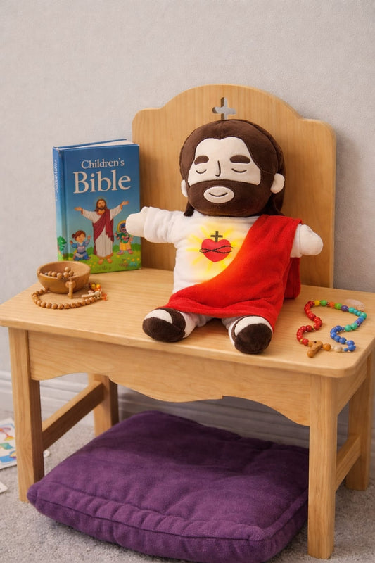 Peluche Jésus apaisante respirante pour bébé – Compagnon de sommeil dès la naissance