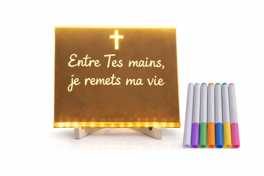 Planche LED effaçable pour prière enfant avec marqueurs