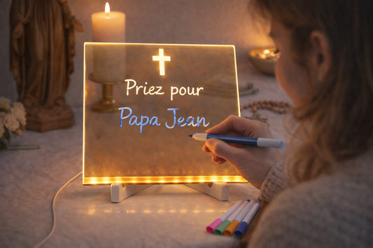 Planche lumineuse pour confier ses intentions de prière – Adultes
