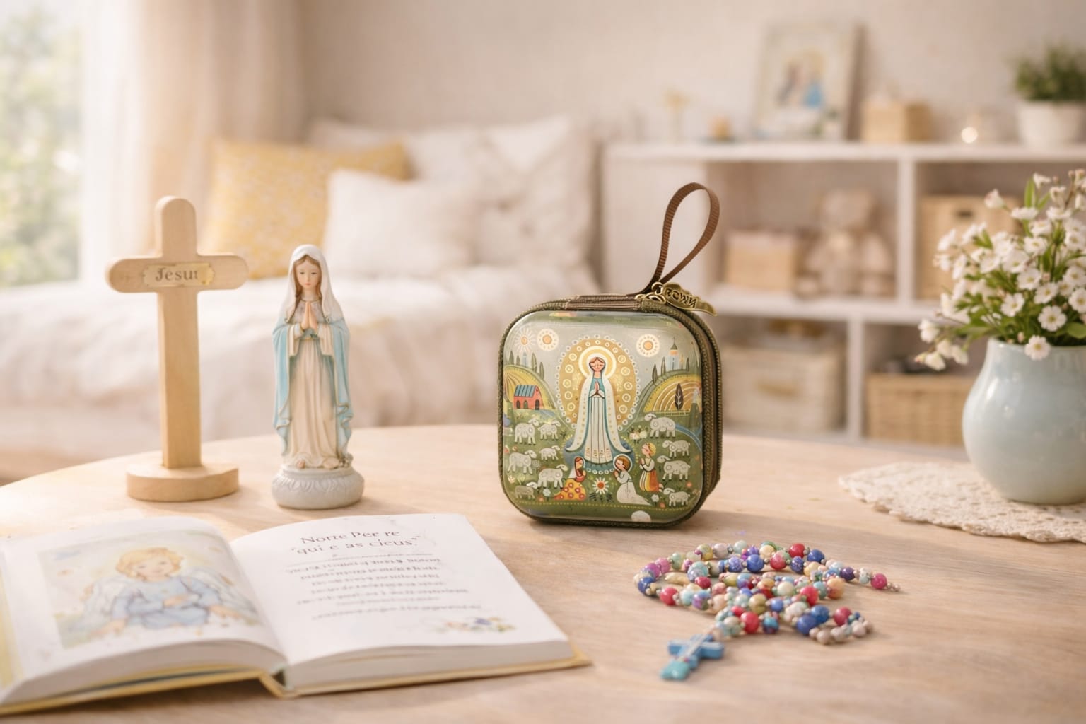 Boîte de rangement chapelet — Vierge Marie