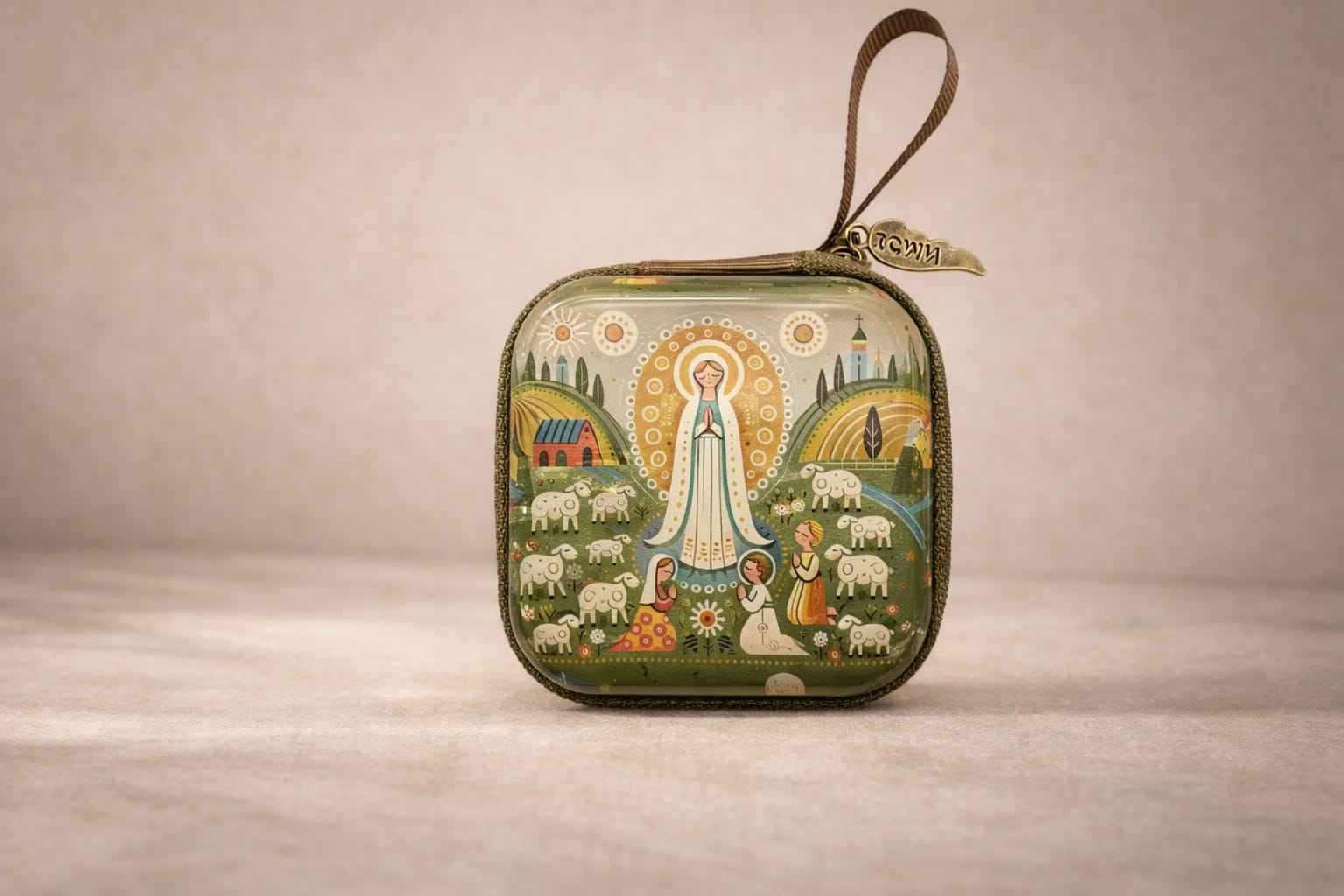 sac de rangement enfant 7x7 cm pour chapelet, décor Vierge Marie – unumsacra