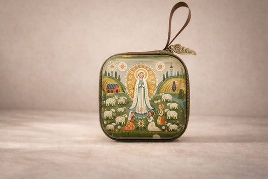 sac de rangement enfant 7x7 cm pour chapelet, décor Vierge Marie – unumsacra