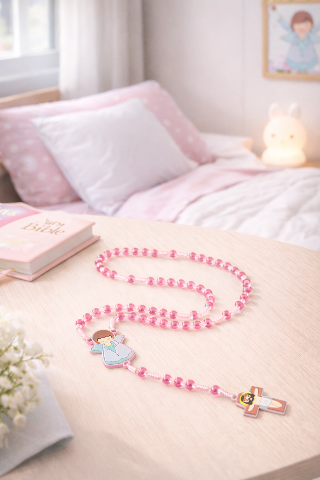 chapelet de prière pour enfant rose
