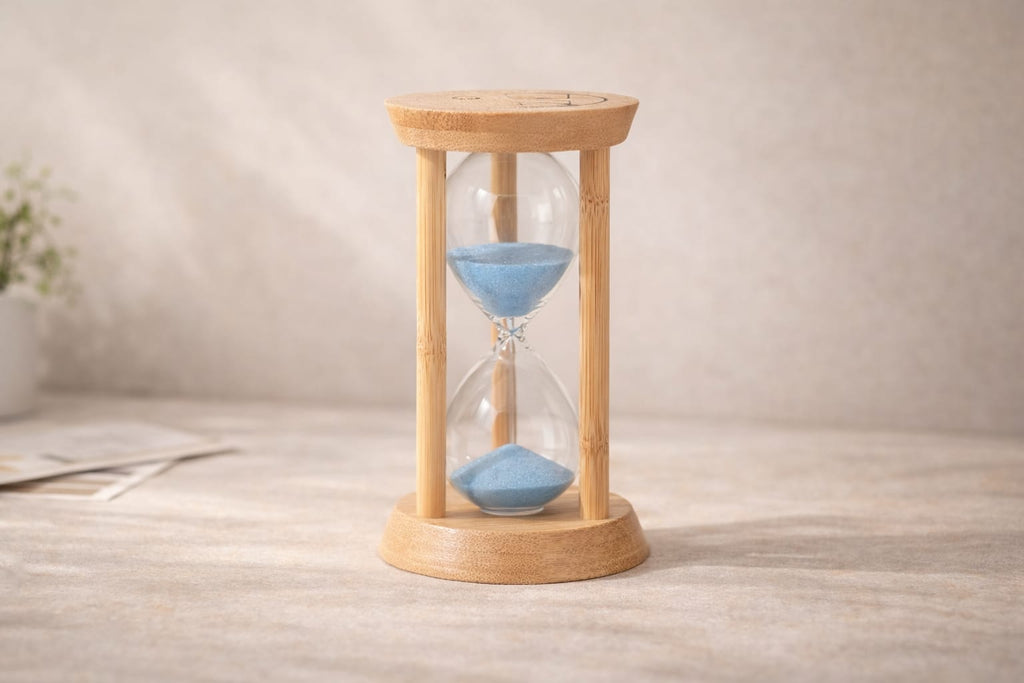 minuterie sablier en bois et verre pour structurer le temps – unumsacra