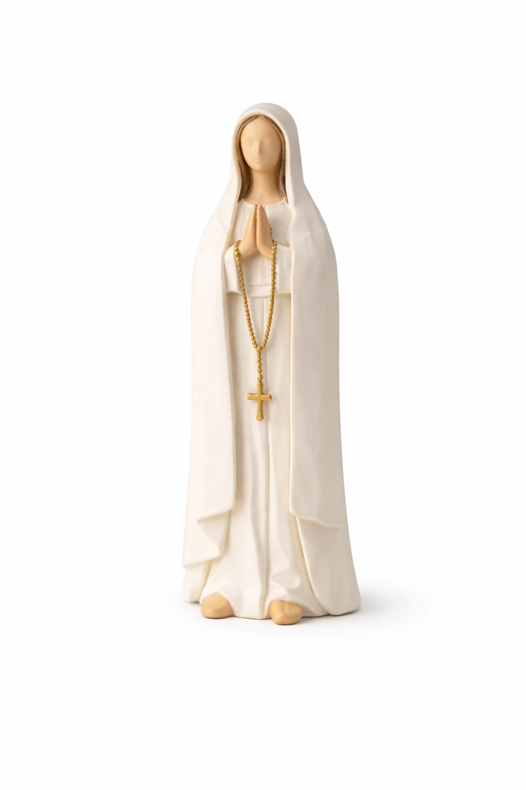 Statue Notre-Dame de Fatima 24 cm – Résine Blanc & Or