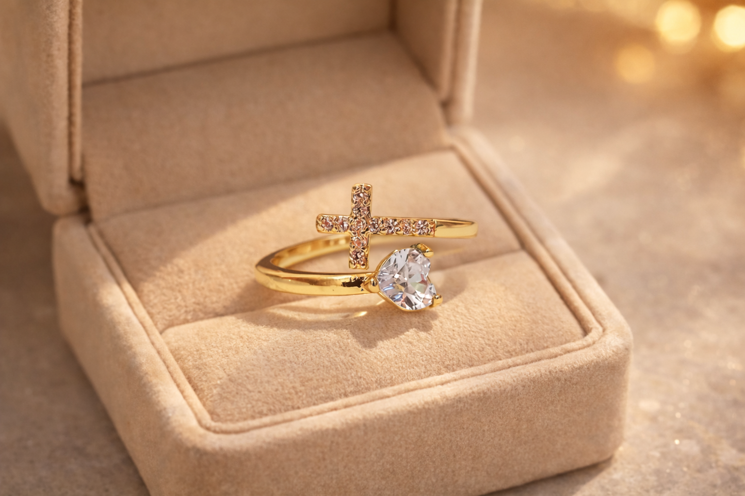 Bague Éternité Dorée – Foi, Élégance & Éclat