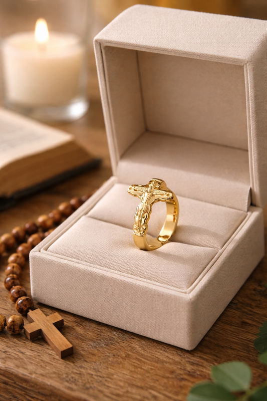 bague croix Jésus vintage