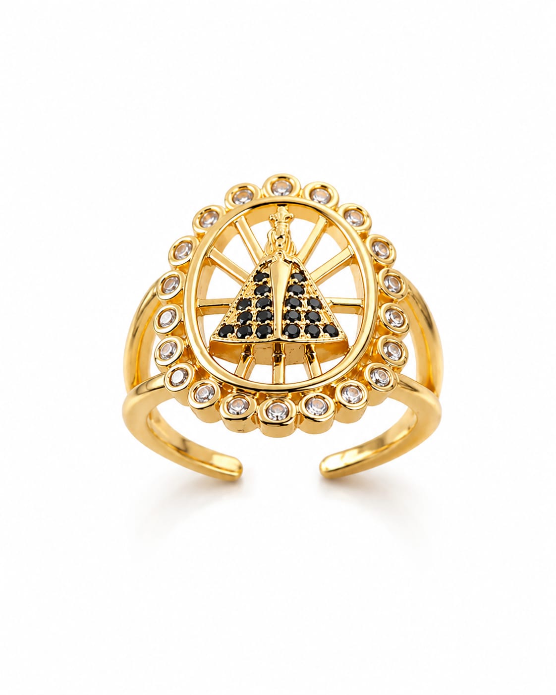 Bague Vierge Marie Réglable Plaquée Or 18K