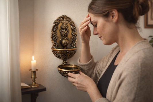 Bénitier Chrétien Mural – Commencer Chaque Journée Sous le Regard de Dieu