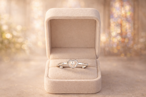 Bague Dizainier Cœur & Croix – Argent 925