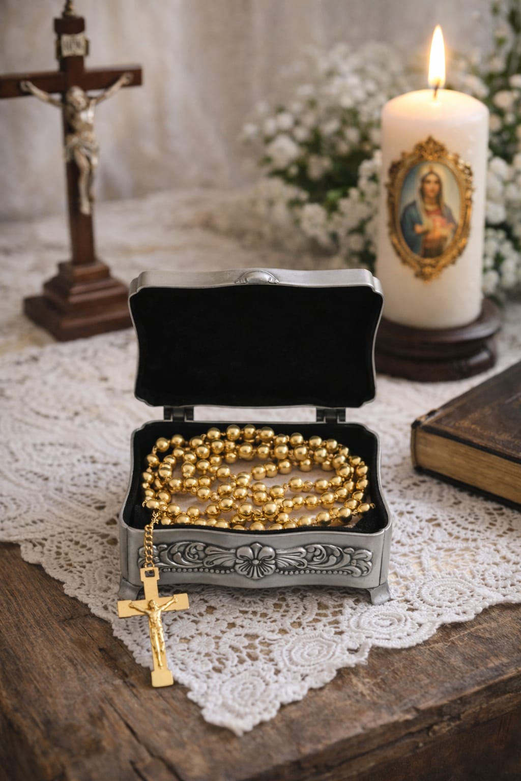 Écrin de Prière – Boîte de Rangement Chrétienne