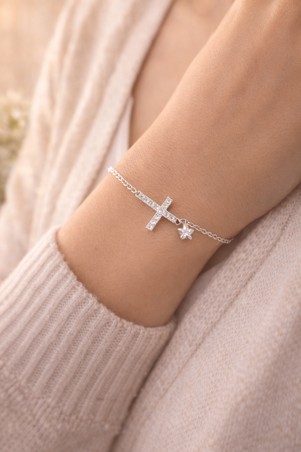 Bracelet Croix Élégance Céleste en Argent Sterling S925