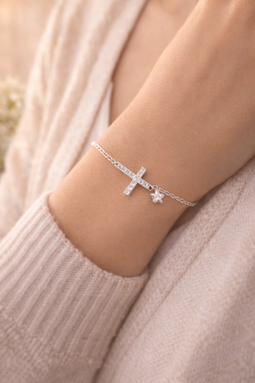 Bracelet Croix Élégance Céleste en Argent Sterling S925