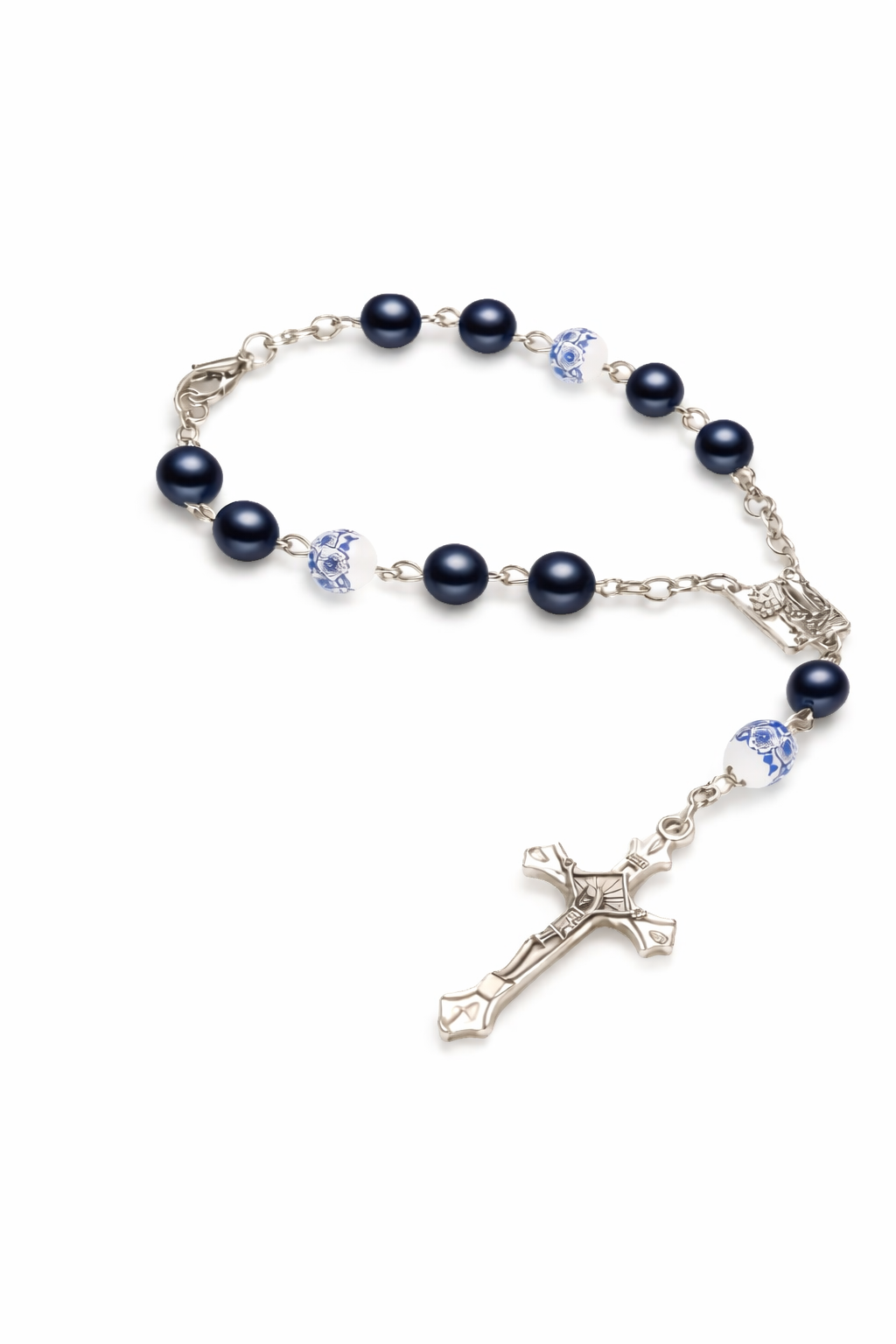 Chapelet de Voiture Bleu Nuit –  Décoration Catholique Rétroviseur