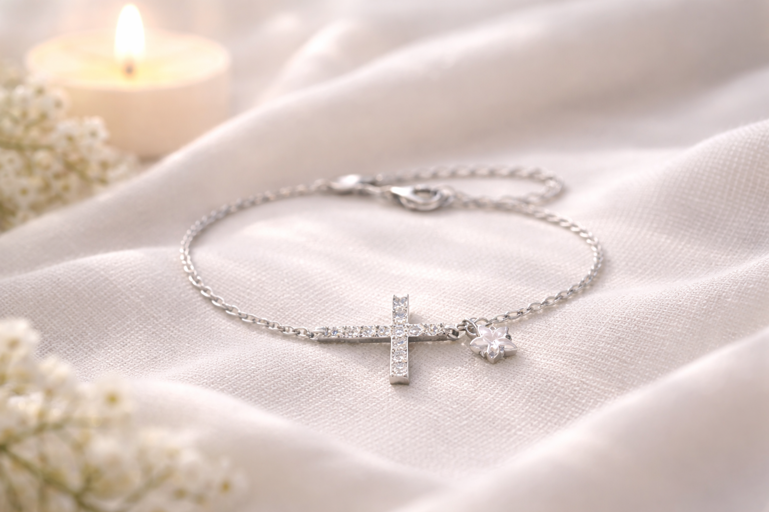 Bracelet Croix Élégance Céleste en Argent Sterling S925