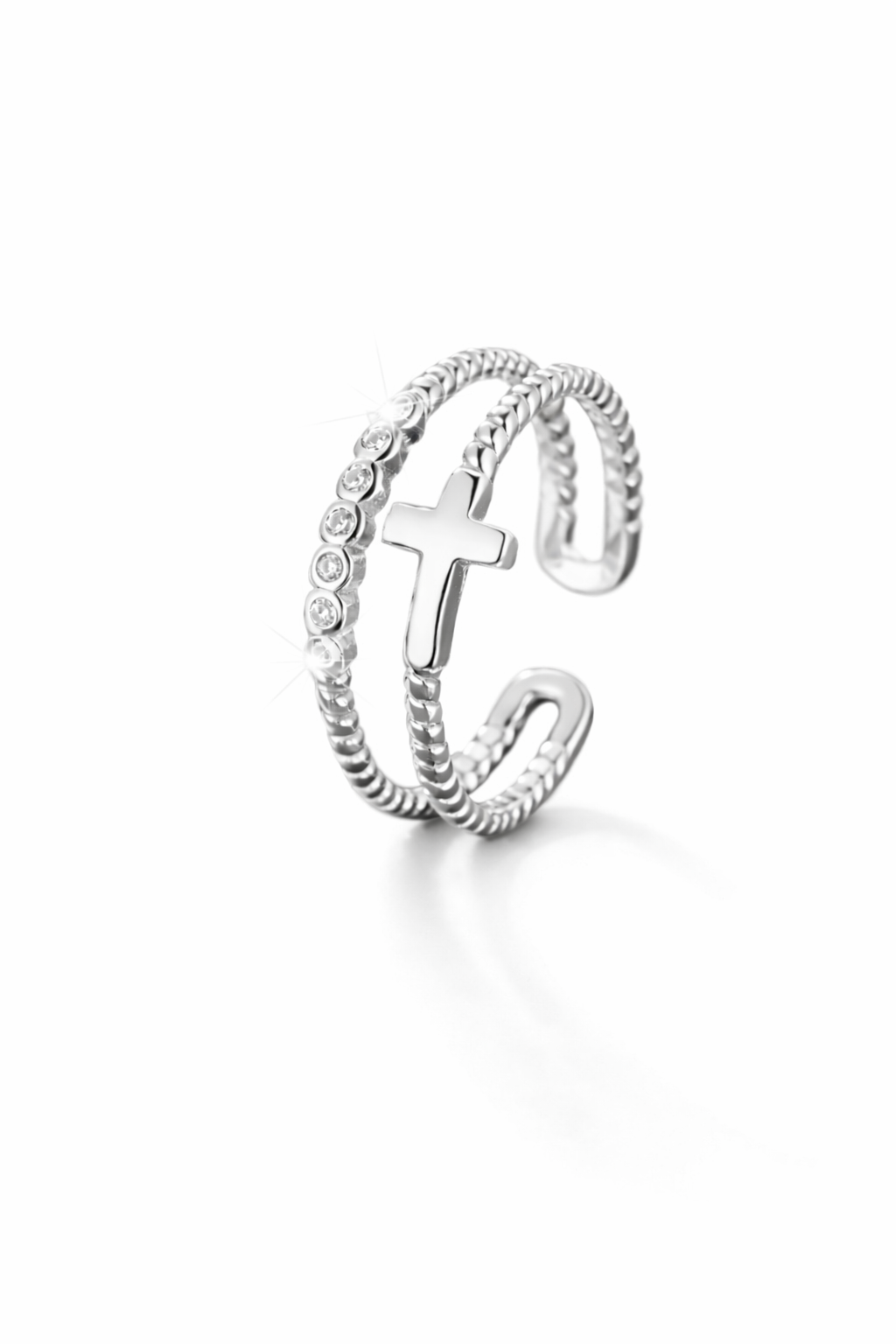 Bague Croix Argent 925 Ajustable – Élégance & Foi Intemporelle