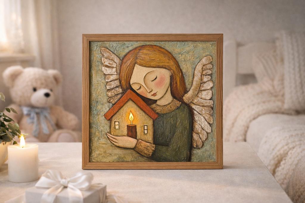 Tableau Ange Gardien – Cadeau de Baptême