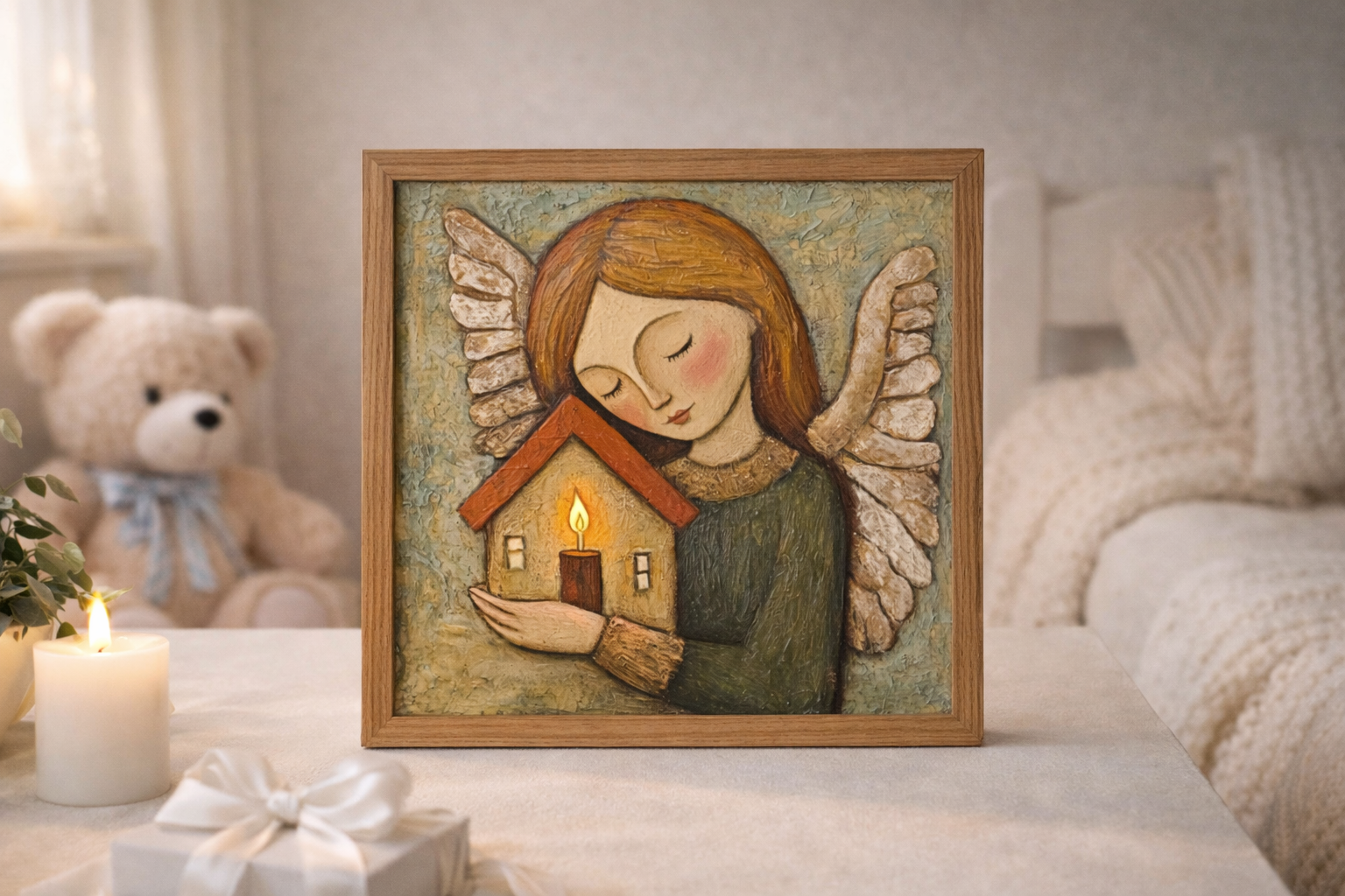 Tableau Ange Gardien – Cadeau de Baptême